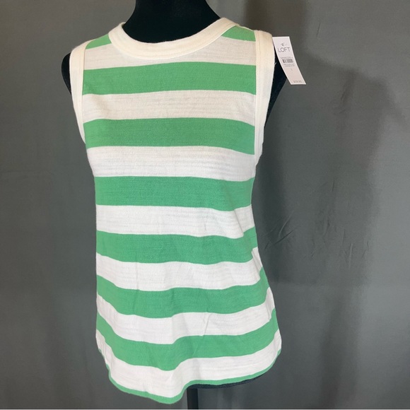 LOFT Tops - NWT LOFT Striped Harbor Tank Top in Mint Pop